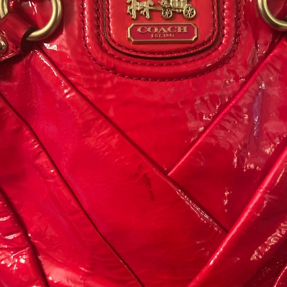 Coach Vibrant Pinky Red Patent Shoulder Bag - Picture 6 of 7